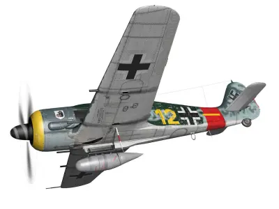 Focke Wulf - FW190 A8 - Yellow 12 3D model