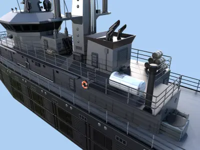 Militar ship - Modern Mine Countermeasure Vessel Low-poly 3D model