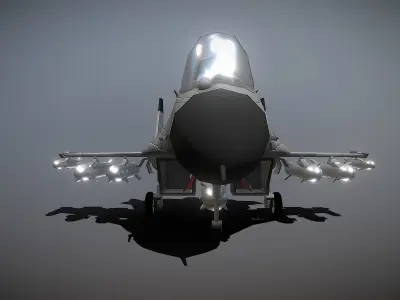 Cartoon Airplane J-15 Low-poly 3D model