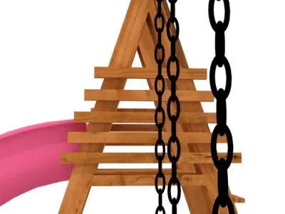 Slide wooden swing set Free 3D model