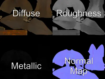 Metallic Bird Sculpture Model Pack for Creative Projects Low-poly 3D model