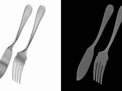 Fish Knife and Fork Generic Cutlery 3D model