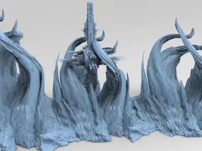 Spiral Mountain Structures 3D model