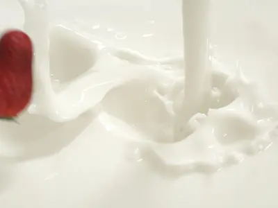 falling Strawberry into Milk and Chocolate Animated Splash 3D model