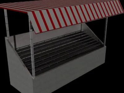 Tribune metal stand with awning Free low-poly 3D model