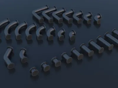 Modular Industrial Pipes PBR Low-poly 3D model