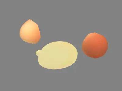 Cartoon fried egg - egg yolk - broken egg - eggshell  Low-poly 3D model