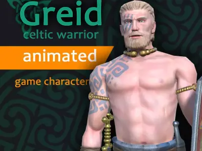 Greid celtic warrior Low-poly 3D model