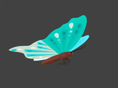 Butterfly Wing Flapping 6 Animated Low-poly 3D model