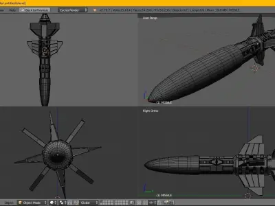 scifi Missile Model Game Asset Low-poly 3D model
