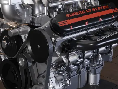 V8 Engine 3D model Low-poly 3D model