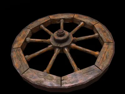 Wagon Wheel 8 Low-poly 3D model