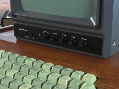 Vintage Black And White Video Monitor 3D model