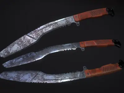 Knife Kukri - Damascus Steel Version 1 Low-poly 3D model