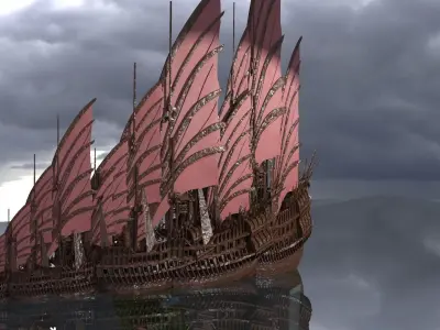 Emporors Asian Red Fin sailed Ship 3D model