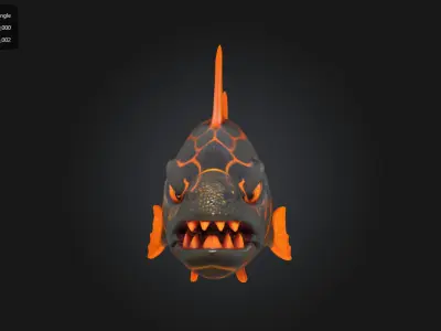 Lava Fish  Fierce Stylized Sea Creature Low-poly 3D model