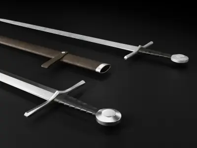 Medieval Sword 05 plus old texture and sheath 3D model