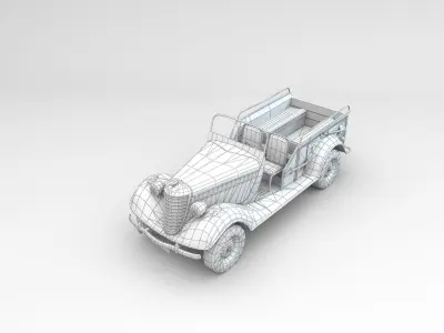 Low Poly Gaz 61 417 Gun Tractor Low-poly 3D model