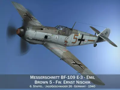 Messerschmitt - BF-109 E - Brown 5 3D model