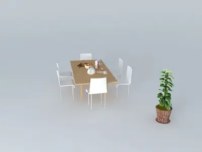 Dining table with breakfast Free 3D model