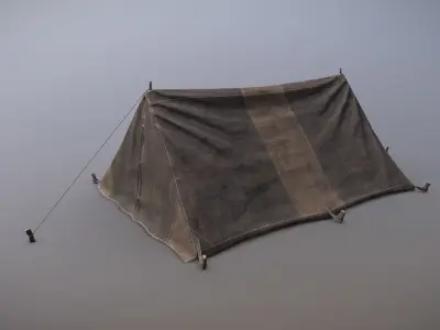 Military Tent WWII TwoSleeping close vr3 Low-poly 3D model