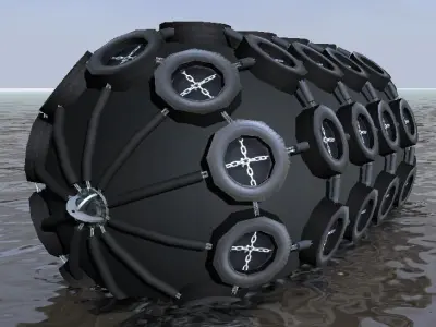 Yokohama pneumatic fenders 3d low-poly model Low-poly 3D model