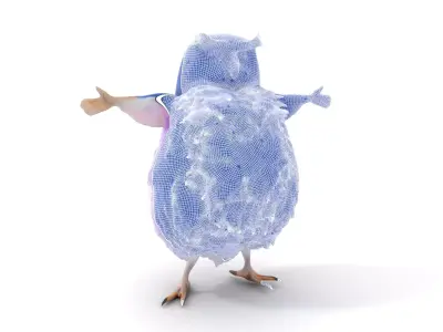 Purple Fluffy Owl model pack Low-poly 3D model