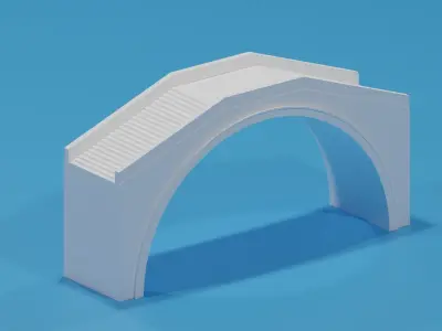 Cartoon Chinese Stone Bridge Low-poly 3D model