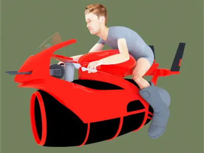 jet bike and rider 3D model
