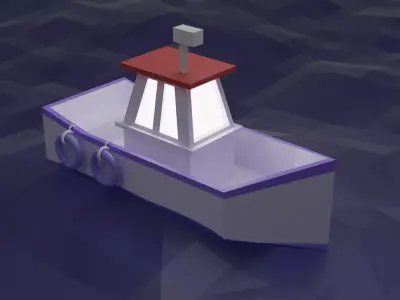 low poly boat fishing Free 3D model