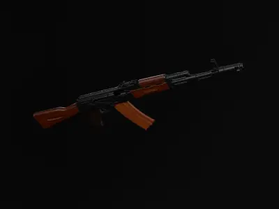AK-74 assault riffle Low-poly Game ready Free low-poly 3D model