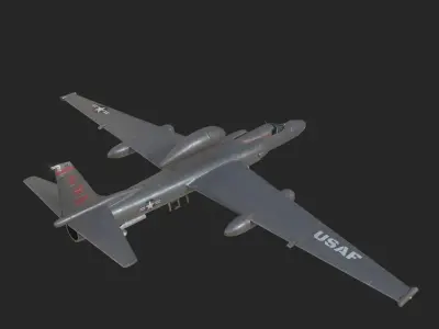USA Air Force Lockheed U2S Dragon Lady reconnaissance airplane Low-poly 3D model