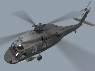 UH-60 Black Hawk Dark Basic Animation 3D model