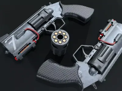 Revolver-Sci-Fi Low-poly 3D model