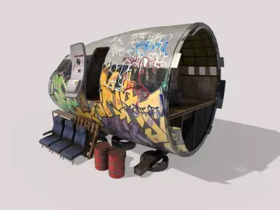 Aircraft Head with Graffiti in the Aircraft Graveyard 3D model