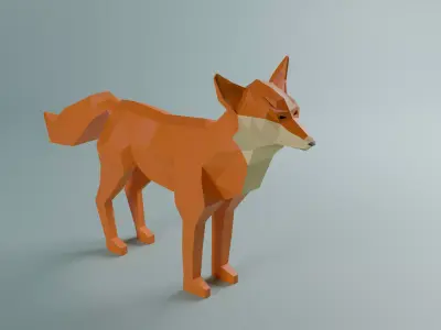 Fox 3d low poly model Low-poly 3D model