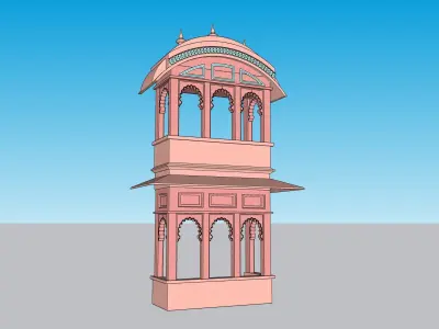 indian jodhpuri stone chatri 3D model