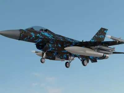F 16 3D model fighter jet camouflage Low-poly 3D model