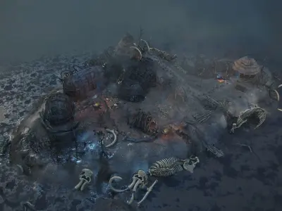 Top-Down Primal Settlement - LowPoly Low-poly 3D model