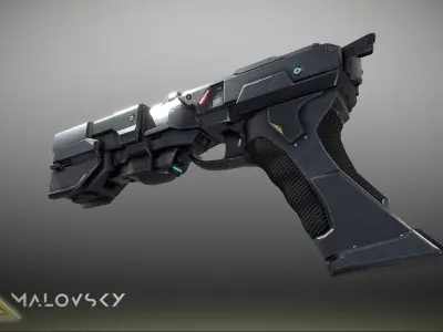 Sci-Fi Gun Game Ready Low-poly 3D model