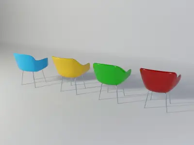Chairs simple - 4 designs  collection set Free low-poly 3D model