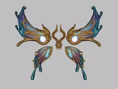 BlueGold Wing Low-poly 3D model