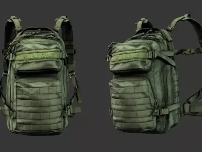Military Tactical Assault Pack - Olive Drab Low-poly 3D model