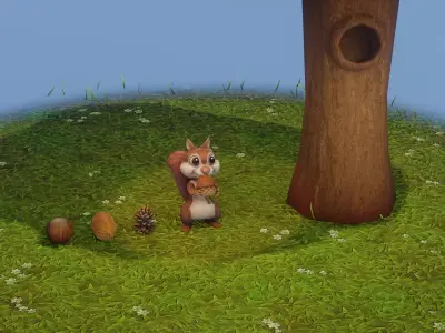 Cartoon Animated Squirrel 30 Animations with Props 3D Model Free low-poly 3D model