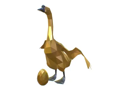 Animated Golden Goose Gold Egg Lowpoly Art Style Low-poly 3D model