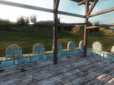 Low Polygon Ancient Greek City Walls Set Low-poly 3D model