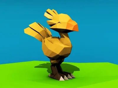 Low poly Chocobo pokemon bird papercraft Free 3D print model