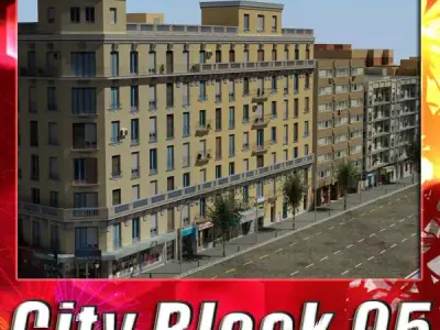 City Block Low-poly 3D model