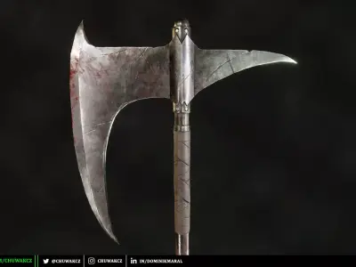Dragonslayers Crescent Axe - PBR game ready 3d weapon Low-poly 3D model