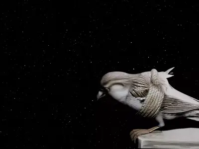 Bound Winged Sparrow  Symbolic 3D Model  Low-poly 3D model